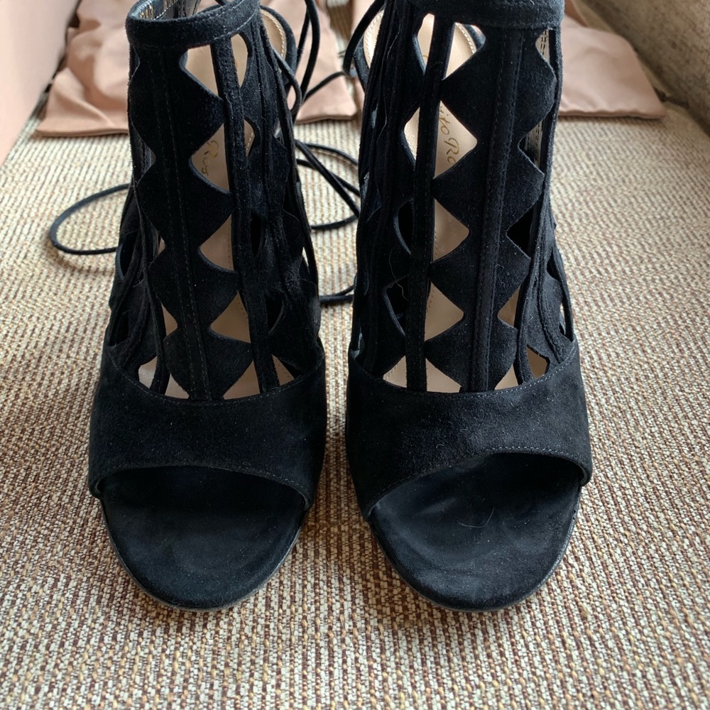GIANVITO ROSSI BL SUEDE MAXINE SANDALS SIZE 37.5